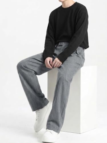 Image of Linen Pants for man | Relaxed Fit Korean Pants | Gurkha Trouser | Lower for Men | Elastic Waist Bottom wear | Straight Fit Casual Trousers | Formal Pant for Office & Wedding