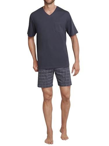 Preisvergleich Produktbild Schiesser Herren Kurz V-ausschnitt - Nightwear Set Zweiteiliger Schlafanzug, Anthrazit_159636, 48 EU
