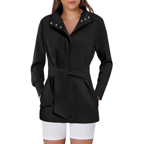 ANRABESS Women's Belted Trench Coat Cover