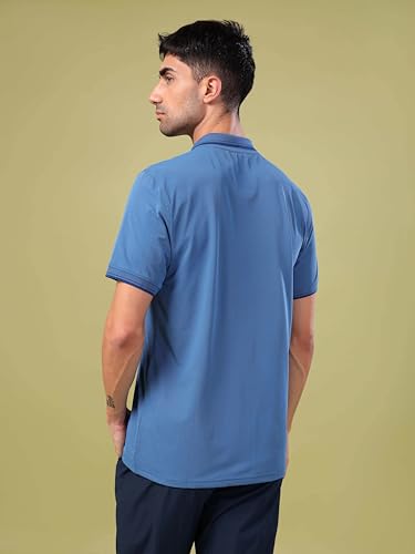 Image of TECHNOSPORT Men's Regular Fit Half Sleeve Polo T-Shirt with Collar, ELASTO Plus Quick Dry Moisture Wicking Polo Tee for Gym Sports Golf and Casual Wear