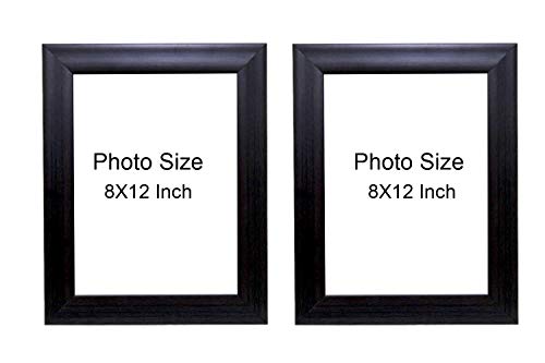 Image of Photo frame 8x12 /A4 Inches set of 2 Brown Color Glass & Synthetic Wood Hanging /Table Top Modern Photo Frame for Wall Decoration