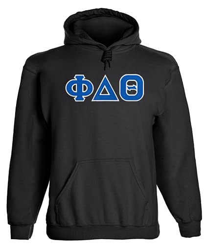 Fashion Greek Phi Delta Theta Twill Letter Hoody Black Large