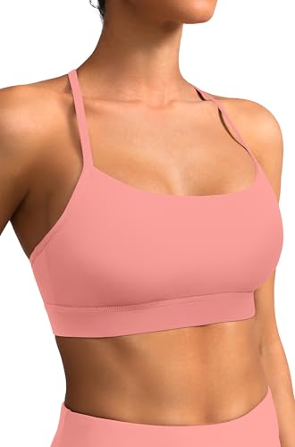 Image of Padded Y-Back Sports Bra for Women - Racerback Low Impact Spaghetti Strap for Yoga Workout Top Lightpurple