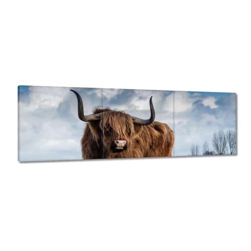 Peinture imprimée sur toile de vache Highland 150x50 cm décoration murale design