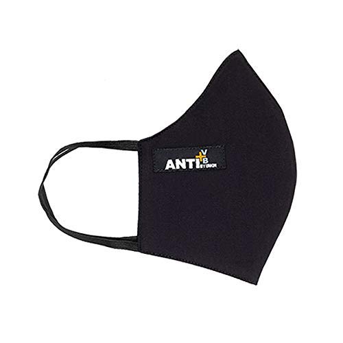 AntiVB Face Mask Reusable Washable, 3 Layered Antiviral Protection, Soft And comfortable ear Loop, HeiQ Viroblock, Dust Protection - Made in India (Black)