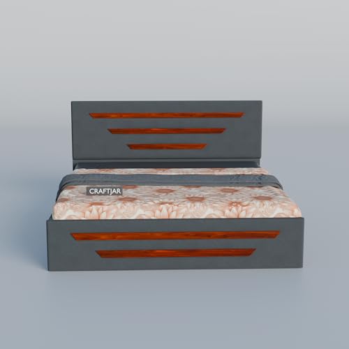 Image of King Size Upholstered Bed with Storage | Premium Fabric Bed with Cushioned Headboard | Modern Wooden Finish Double Bed Cot | Strong Engineered Wood Frame for Bedroom & Hotel