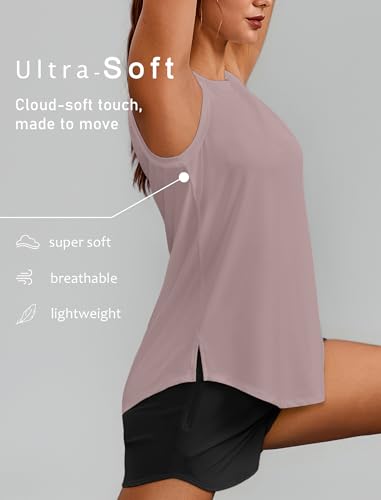 Image of PINSPARK Workout Tank Tops for Women UPF 50+ Side Slits Athletic Gym Shirt