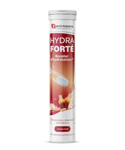 Forté Pharma - Hydra Forté Cola - Electrolyte hydratation - Vitamine C Magnesium, Vitamine D, Minéraux - Sport, Chaleur, Voyage - 24 comprimés effervescents (1-2/Jour, 24 Jours)
