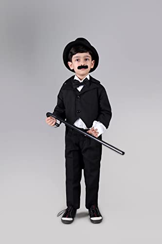 Image of BookMyCostume Charlie Chaplin Dress for Boys | Comic Character Fancy Dress Costume | Charlie Chaplin Costume for Kids | With Stick 10-12 years