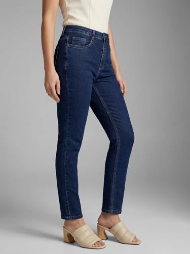 Image of Urbano Fashion Women's High Rise Straight Fit Washed Jeans Non-Stretchable