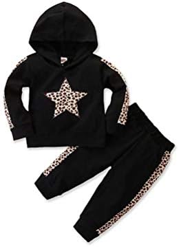 Toddler Baby Girl Leopard Star Hoodie Pants Fall Winter Clothes Set