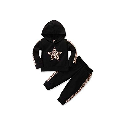Toddler Baby Girl Leopard Star Hoodie Pants Fall Winter Clothes Set