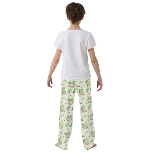 ZZXXB Parent and Child Sloth Boys Long Pants Soft Trousers Elastic Waist Kids Lounge Bottoms with Pockets S-XL3