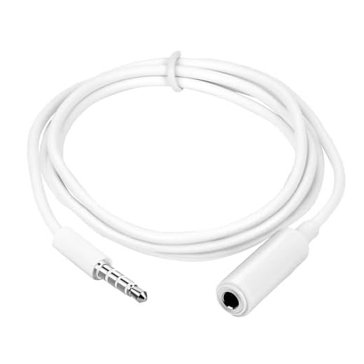 Conwork 2-Pack 3.5mm 4-Pole Male to Female Auxiliary Extension Audio Stereo Cable Cord for Headphones Apple iPad, iPhone, iPod, Samsung Galaxy, Android, MP3 Players -White (3 Feet)