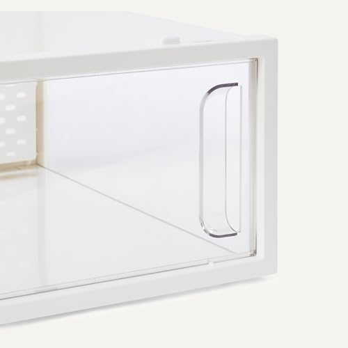 Amazon Basics Schuhaufbewahrungsbox, stapelbar und faltbar, mittelgroß, 12 Stück, Transparent – Ansicht 4