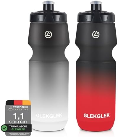 GLEKGLEK Trinkflasche Sport 750ml BPA Frei, Auslaufsichere Quetschflasche | Sicherer Halt, Schnelles Trinken, Wandern, Outdoor