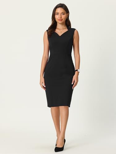 Women's Work Sheath Dresses Sweetheart Neck Sleeveless Pencil Dress2