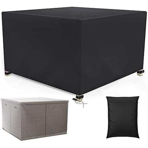 Mrrihand Garden Cube Furniture Covers Waterproof 600D Heavy Duty, Rattan Cube Cover 126x126x74cm Windproof, Anti-UV, Tear-resistant, Outdoor Table Cover with Buckles,Drawstring Cover