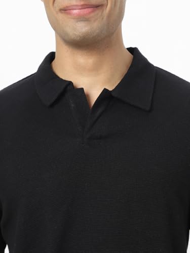 Image of Urbano Fashion Men's Textured Regular Fit Half Sleeve Cotton Polo T-Shirt