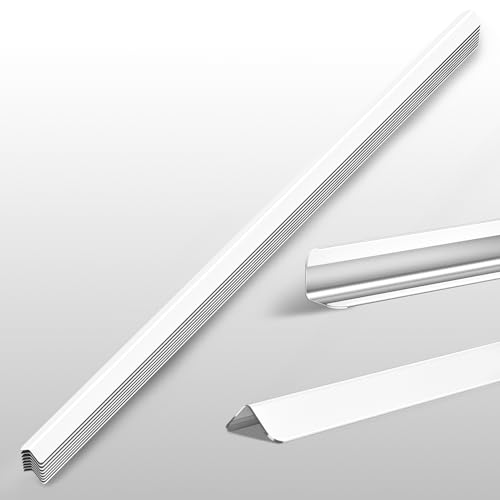 Image of 1x1x48 Inch 304 Stainless Steel Wall Corner Guards (10-Pack) Heavy Duty Rounded Corner Protector, Smooth Folded Edge Design for Wall Protection White Guard Stainless Steel Slab