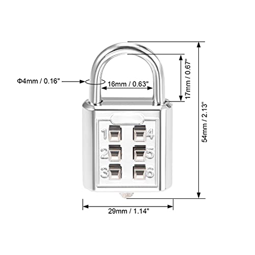Uxcell 6-Digit Combination Padlock Push Button Lock Combo Lock For Locker Cabinet Toolbox Silver Tone 2Pcs #TOP1