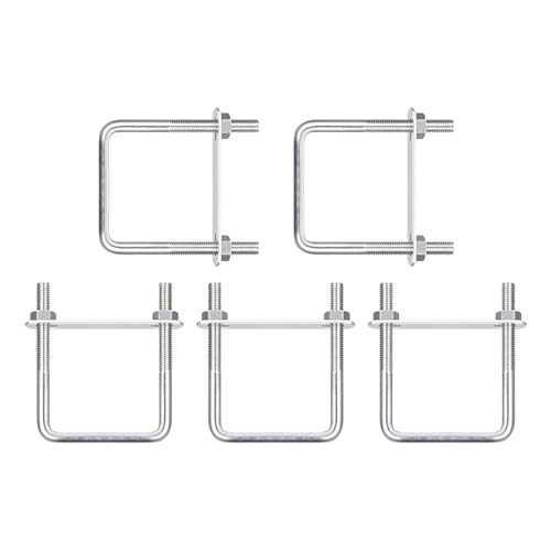 Image of DTGN M8x60x90mm(ThreadxWxL) Square U Bolt - 5Pack - Good for Trailer Pipe Replacement Parts - 304 Stainless Steel U Shape Bolts