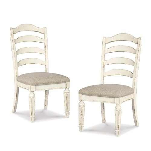 Signature Design by Ashley Realyn Dining Room Upholstered Chair 2 Count, Antique White