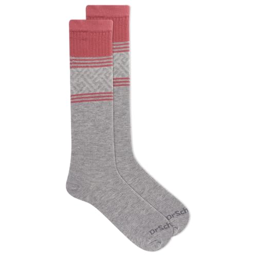 Dr. Scholl's Women's Graduated Compression Geometric Stripe Pattern Knee High Socks 1 Pair Pack, Gray, Women's Shoe Size: 4-102