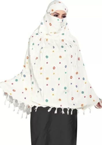 Image of SIXSIGMA Cotton Long Scarf Cum Mask scarves Usable for vehicle Driver | White Printed Design | Universal Size | For Girl & Women | Breathable Sun Protection Light Weight