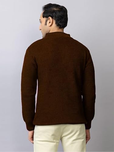 Image of TYSORT Men High Neck Zipper Full Sleeve Waffle Knitted Winter Sweater,Waffle Knit Sweater for Men