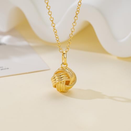 Gold Necklace for Women 14K Gold Pendant Necklaces for Women Love Knot Pendant Simple Round Knot Charm Knots Necklace for Womens Trendy Adjustable in Length 18in4