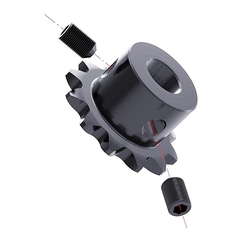 Image of 11 Tooth Roller Chain Sprocket B Type Hardened Teeth, 25 Chain Sigle Strand 1 /4-Inch Pitch, 6mm Bore Black Oxide C45 Carbon Steel with Fasten Screws for 04C Chain