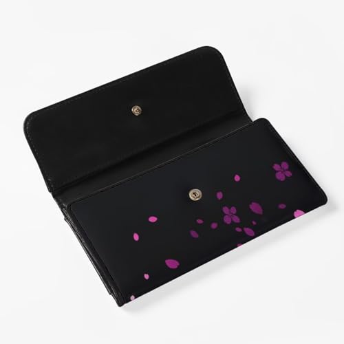 Image of AFPANQZ Wallet for Women Credit Card Holder with Coin Purse and Zipper Wallet, Cherry Blossom Black Women's Clutch Organizer with Christmas Lights Snowman Crutch