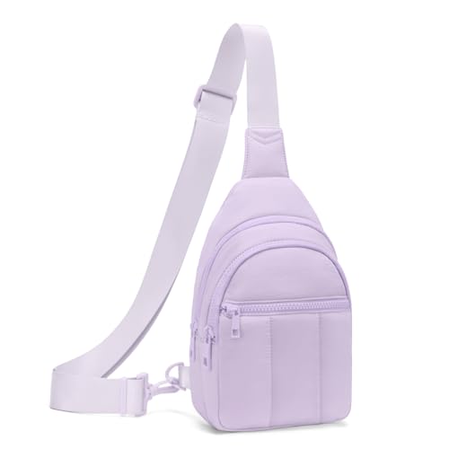 Image of Viverte Quilted Puffer Crossbody Bags for Girls Gifts for Teen Girls Sling Bag Lightweight Cross Body Bubble Purse Shoulder Bag for Travel (Lavender)