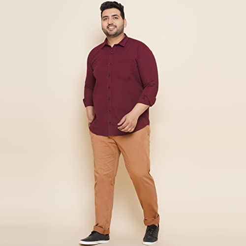 Image of JOHN PRIDE Plus Size Men Regular Fit Long Sleeves Solid Maroon Casual Shirt (EJPSF45220C Maroon)