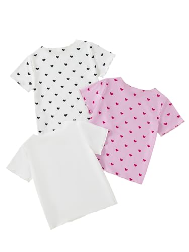 Toddler Girls 3 Pack Cute Graphic Print Short Sleeve T-Shirt Tops for Little Girls Summer Outifit Set2
