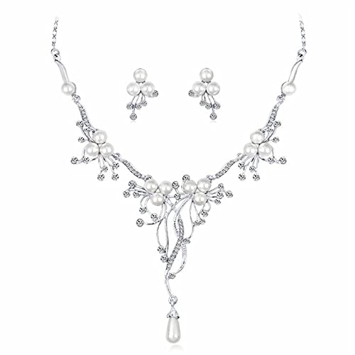 Conjuntos clásicos collar y pendientes diamantes imitación para bodas regalo