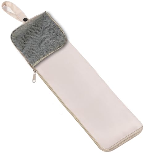 【Amazon.co.jp限定】 傘カバー 折りたたみ傘 ロング ケース 吸水 吸収 マイクロファイバー 携帯スナップ付き 傘袋 折り畳み傘カバー 大きいサイズ おしゃれ レディース ベージュ LL 40cmの商品画像（Amazon）