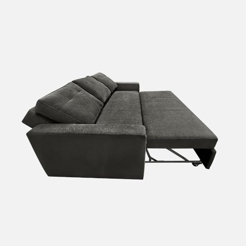 Image of Duroflex Ease - Wood 3 Seater Sofa Cum Bed with Pullout Mechanism, Graphite Grey Finish, 3-Person Sofa