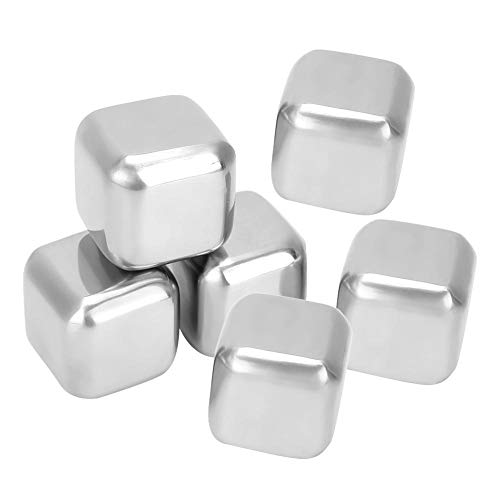 Food Grade Chilling Stones Rocks, Reusable Stainless Steel Ice Cubes for Whiskey Wine Beer Vodka(4pcs) Night Light Key Chain Clip