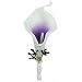 Lily Garden Artificial Flower Calla Lily Boutonniere Corsage with Ribbon (Purple Center Berry)