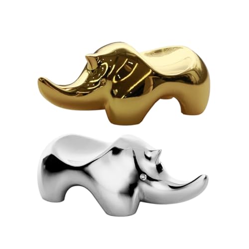FONDOTIN 犀牛形状合金箸置き 滑らか研磨表面 チョップスティック スプーンフォークホルダー 食卓用スタンド ゴールドカラー インテリアに