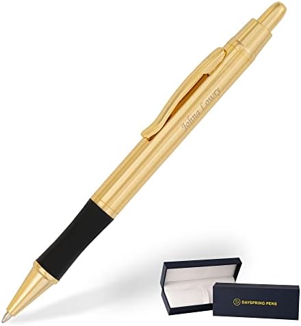 Dayspring Pens - Personalized Monroe 18 Karat Gold Plated Gift Click Pen and Case - Custom Engraved Fast with Your Name and Shipped in One Business Day.