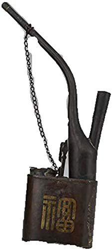 Gpzj Bronze Figurinem, Antique Miscellaneous Collection Pipe Tobacco Bag Copper Water Pipe Vintage Pipe Tobacco Old Man Pipe Fushou Water Pipe Lucky wealth good luck friend gift