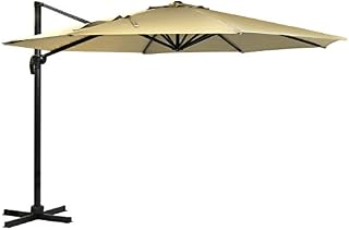Charles Bentley Garden Outdoor Cover 3.5m X-Large Hanging Banana Umbrella Parasol Beige