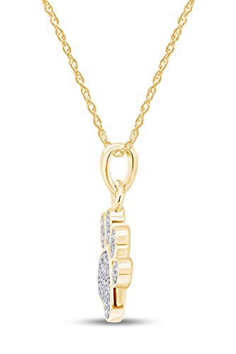 AFFY White Natural Diamond Dog Paw Charm Pendant Necklace in 14K Gold Over Sterling Silver (0.1 Ct)2