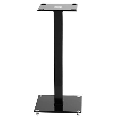 TekBox 2x SPEAKER STAND - Modern Black Glass Platform Units for Surround Sound TV Hi-Fi and Home Cinema Stands