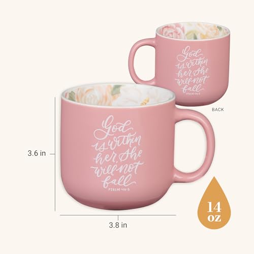 Taza de cerámica 14 oz con versículo bíblico floral miniatura 2