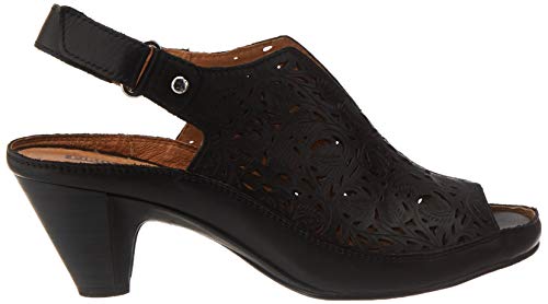 Pikolinos Leather Heeled Sandals Java W5A - Size 7.5-8 Black #TOP5