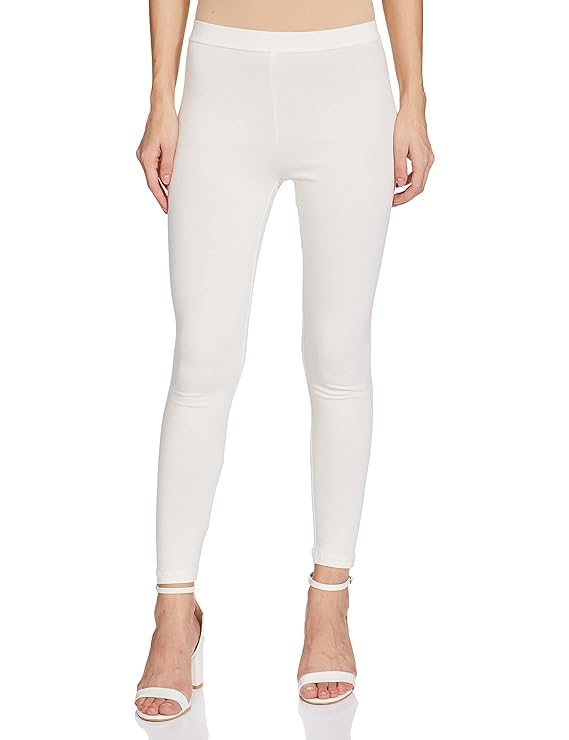 Women's Regular Fit Mid Rise Leggings White and Black Combo-image-4